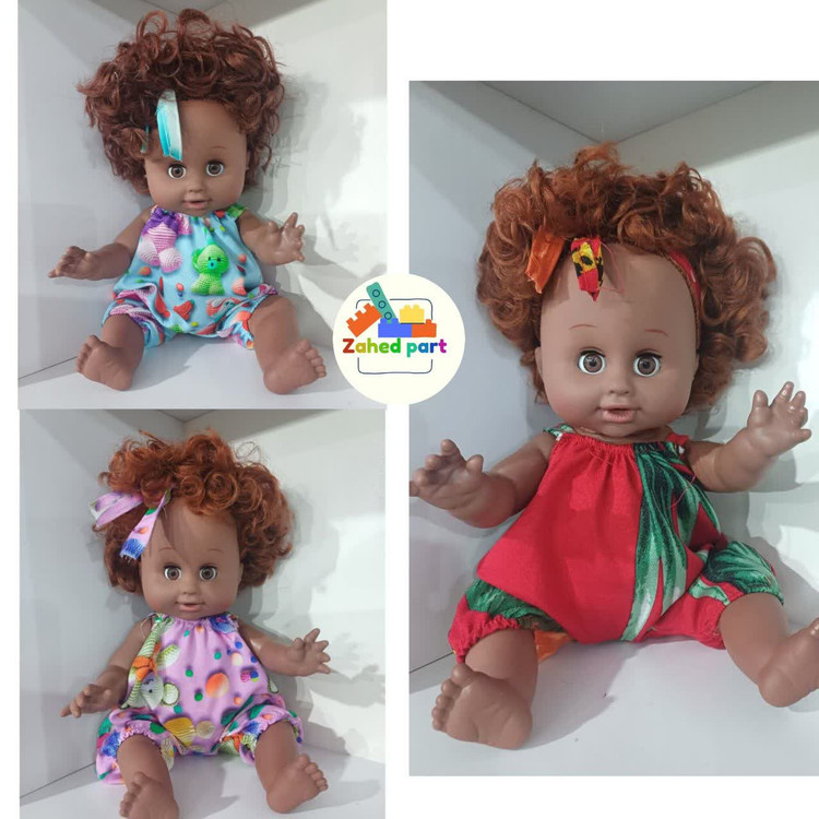 عروسک میمی موفر سیاهپوست با لباس زیبا و نرم مناسب کودکان